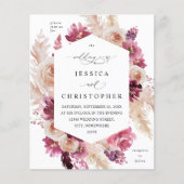 Budget Boho Pink Pampas Grass Floral Wedding Pink (Vorderseite)