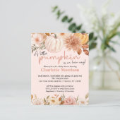 Budget Boho Pink Pumpkin Girl Babydusche Einladung (Stehend Vorderseite)