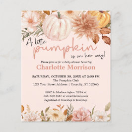 Budget Boho Pink Pumpkin Girl Babydusche Einladung