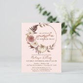 Budget Boho Pumpkin Girl Fall Babydusche Einladung (Stehend Vorderseite)