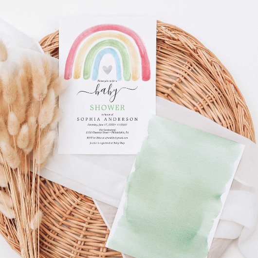 Budget Boho Rainbow Baby Dusche Einladung