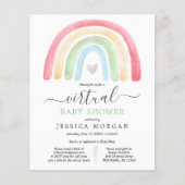 Budget Boho Rainbow Virtual Baby Dusche Einladung (Vorderseite)