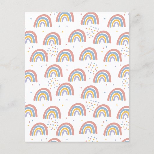 Budget Boho Rainbow Watercolor Script Baby Dusche (Rückseite)