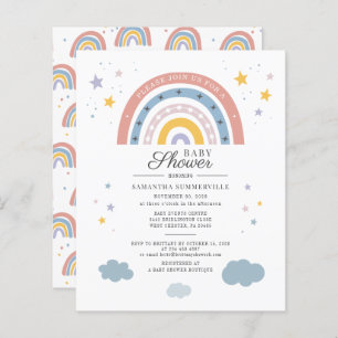 Budget Boho Rainbow Watercolor Script Baby Dusche
