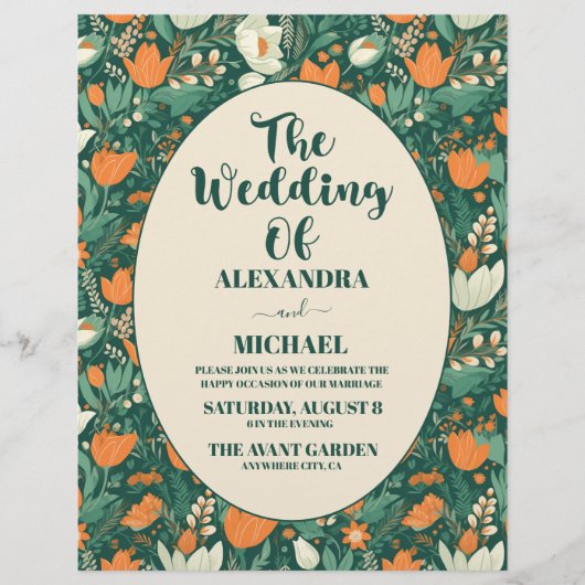 Budget Boho Retro Floral Wedding  Flyer (Vorne)