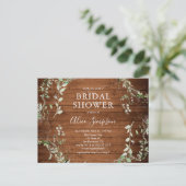 Budget Boho Rustic Greenery Brautparty Einladungspostkarte (Stehend Vorderseite)