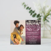 Budget Boho Rustic Lights 2 Foto Hochzeit Einladun (Stehend Vorderseite)