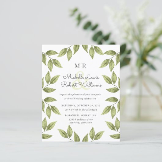 BUDGET Boho Rustikale grüne Blätter Hochzeit (Stehend Vorderseite)