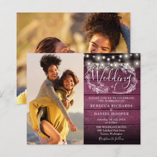 Budget Boho Rustikale Lichter 2 Foto Hochzeitseinl (Vorne/Hinten)
