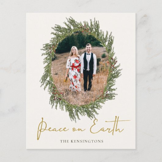 Budget Boho Rustikales Weihnachtskranz Foto (Vorderseite)