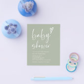 Budget Boho Sage Green Baby Dusche Flyer (Einzeln)