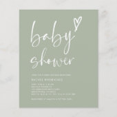 Budget Boho Sage Green Baby Dusche Flyer (Vorne)