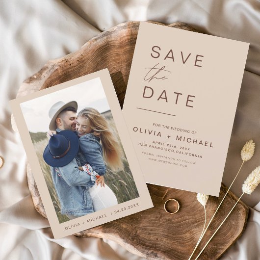 Budget Boho Save the Date Foto Minimalistisch Flyer