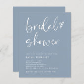 Budget Boho Script Dusty Blue Brautparty Einladung (Vorne/Hinten)