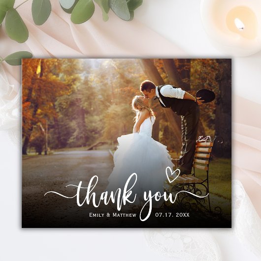 Budget Boho Script Heart 2 Foto Wedding Vielen Dan