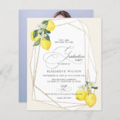 Budget Boho Script Lemon Summer Foto Abschluss (Vorne/Hinten)