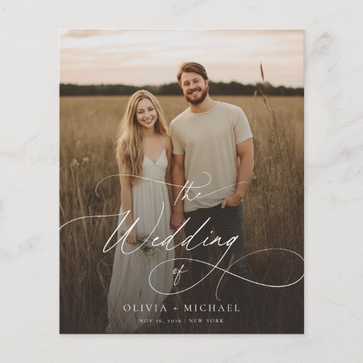 Budget Boho Script Rustic Foto Wedites Einladungen (Vorderseite)