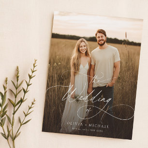 Budget Boho Script Rustic Foto Wedites Einladungen