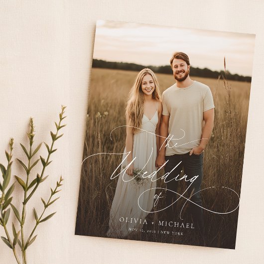 Budget Boho Script Rustic Foto Wedites Einladungen