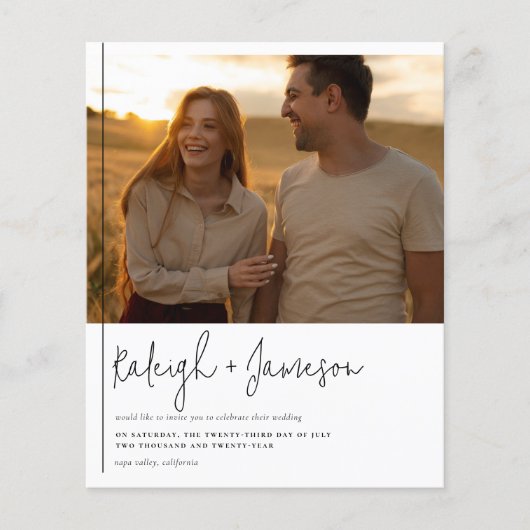 Budget Boho Script Typografie 2 Fotos Hochzeit (Vorderseite)