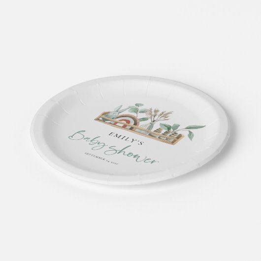 Budget Boho Shelf Toys Sage Baby Dusche Pappteller (Schrägansicht)