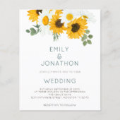 Budget Boho Sonnenblumen Foliage Hochzeit Einladun (Vorderseite)