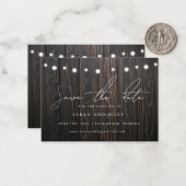 BUDGET Boho String Light Wedding Save the Date Mitteilungskarte (Vorderseite/Rückseite Beispiel)