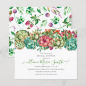 Budget Boho Succulent Bridal Dusche Einladung (Vorne/Hinten)