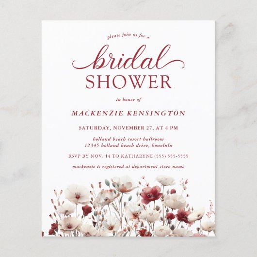 BUDGET Boho Summer Fall Wildblume Brautparty (Vorderseite)