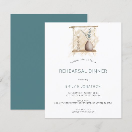 Budget Boho Swing Probe Abendessen Einladung (Vorne/Hinten)