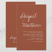 Budget Boho Terra Cotta Simple Wedding Einladung (Vorne/Hinten)