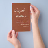 Budget Boho Terra Cotta Simple Wedding Einladung Flyer (Handgriff)