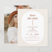 Budget Boho Terracotta Ankündigung Datum freihalte (Vorne/Hinten)