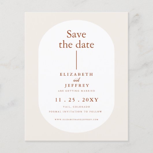 Budget Boho Terracotta Ankündigung Datum freihalte (Vorderseite)