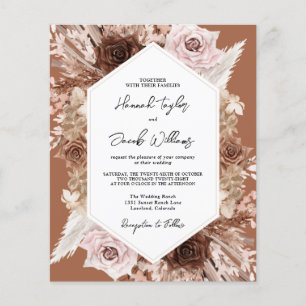 Budget Boho Terracotta Floral Wedding Einladung