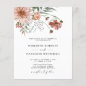 Budget Boho Terracotta Floral Wedding Einladung (Vorderseite)