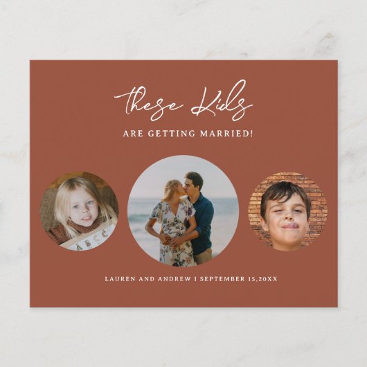 Budget Boho Terracotta Foto Hochzeit speichern das Flyer (Vorne)