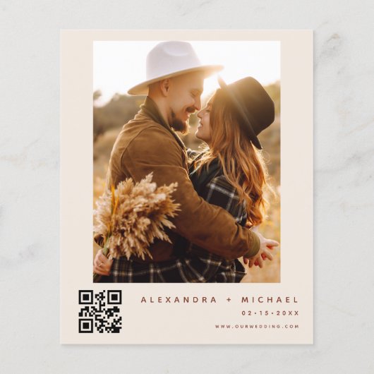 Budget Boho Terracotta Foto QR Code Wedding (Rückseite)