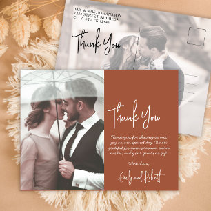 Budget Boho Terracotta Foto Wedding Vielen Dank Postkarte