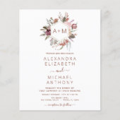 Budget Boho Terracotta Monogram Wedding Flyer (Vorne)