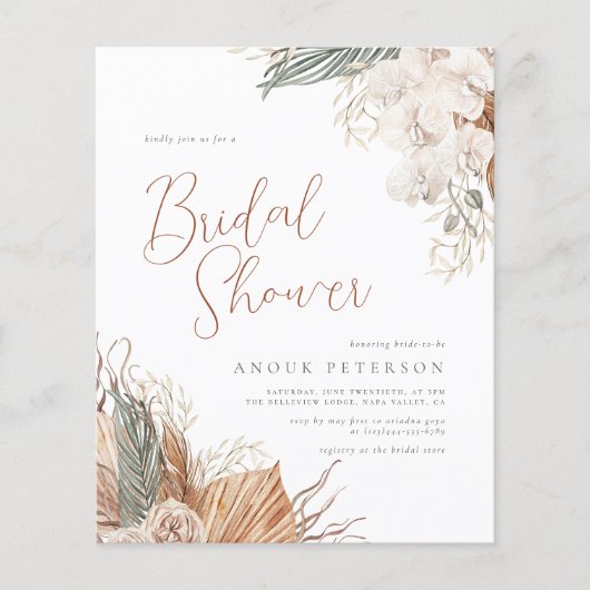 Budget Boho Terracotta Pampas Grass Brautparty (Vorderseite)