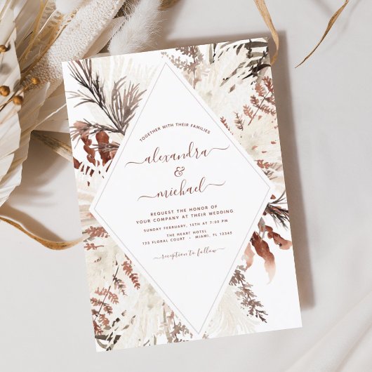 Budget Boho Terracotta Pampas Grass Wedding