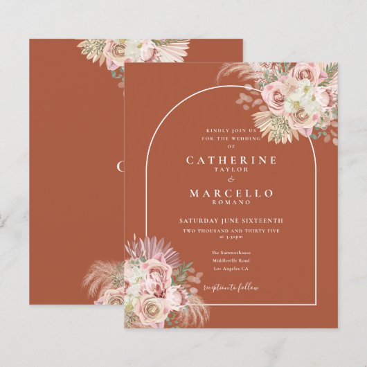 Budget Boho Terracotta Pampas Grass Wedding (Vorne/Hinten)