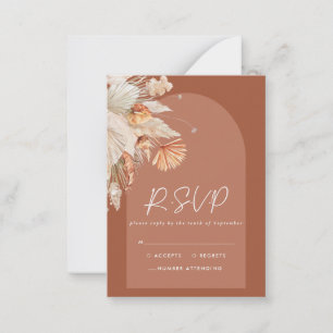 Budget boho terracotta pampas Hochzeit RSVP Antwor Mitteilungskarte