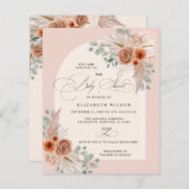 Budget Boho Terracotta Pampas Kinderdusche Einladu (Vorne/Hinten)