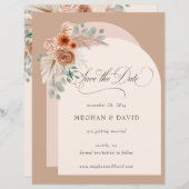 Budget Boho Terracotta Pampas Save the Date (Vorne/Hinten)