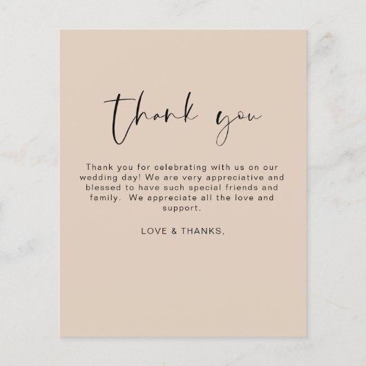 Budget Boho Terracotta Wedding Danke Cards (Rückseite)