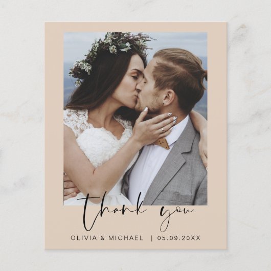 Budget Boho Terracotta Wedding Danke Cards (Vorderseite)