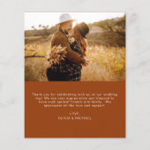 Budget Boho Terracotta Wedding Danke Cards (Rückseite)