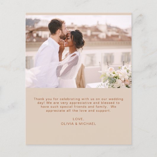 Budget Boho Terracotta Wedding Danke Cards Flyer (Hinten)